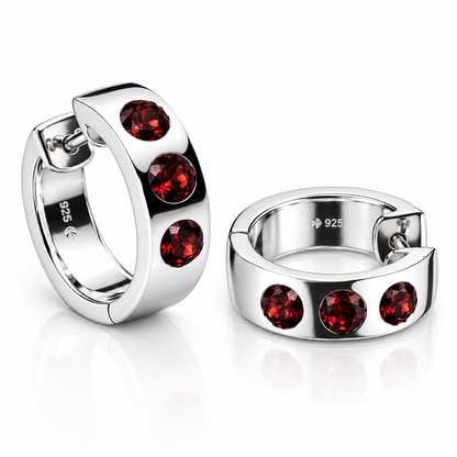 E1841 HINGED HOOP GEMSTONE HUGGIES - view 4