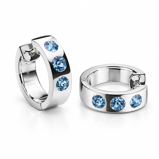 E1841 HINGED HOOP GEMSTONE HUGGIES