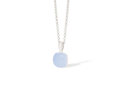 Blue Calcite and Rose Quartz pendant in sterling silver - view 2