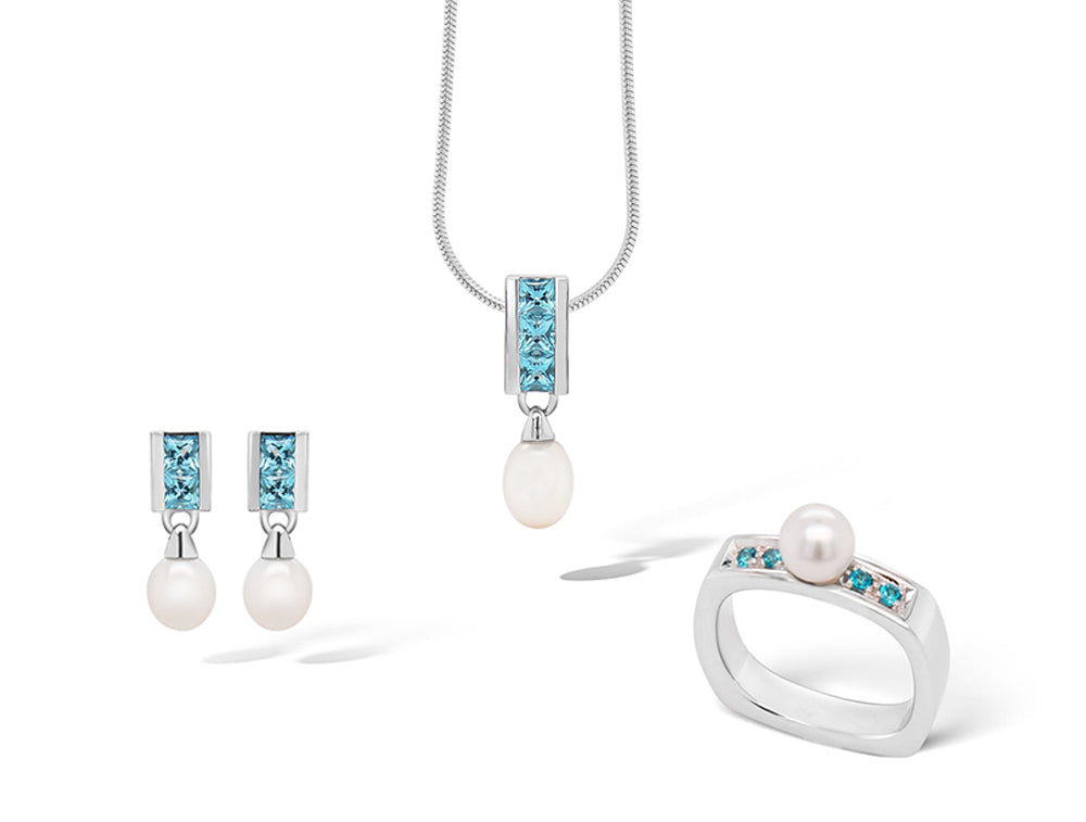 Amethyst and Blue Topaz jewelry set in sterling silver, style SET102