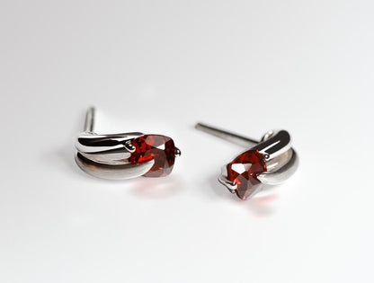 Blue Topaz and Garnet earrings in sterling silver, style E7360
