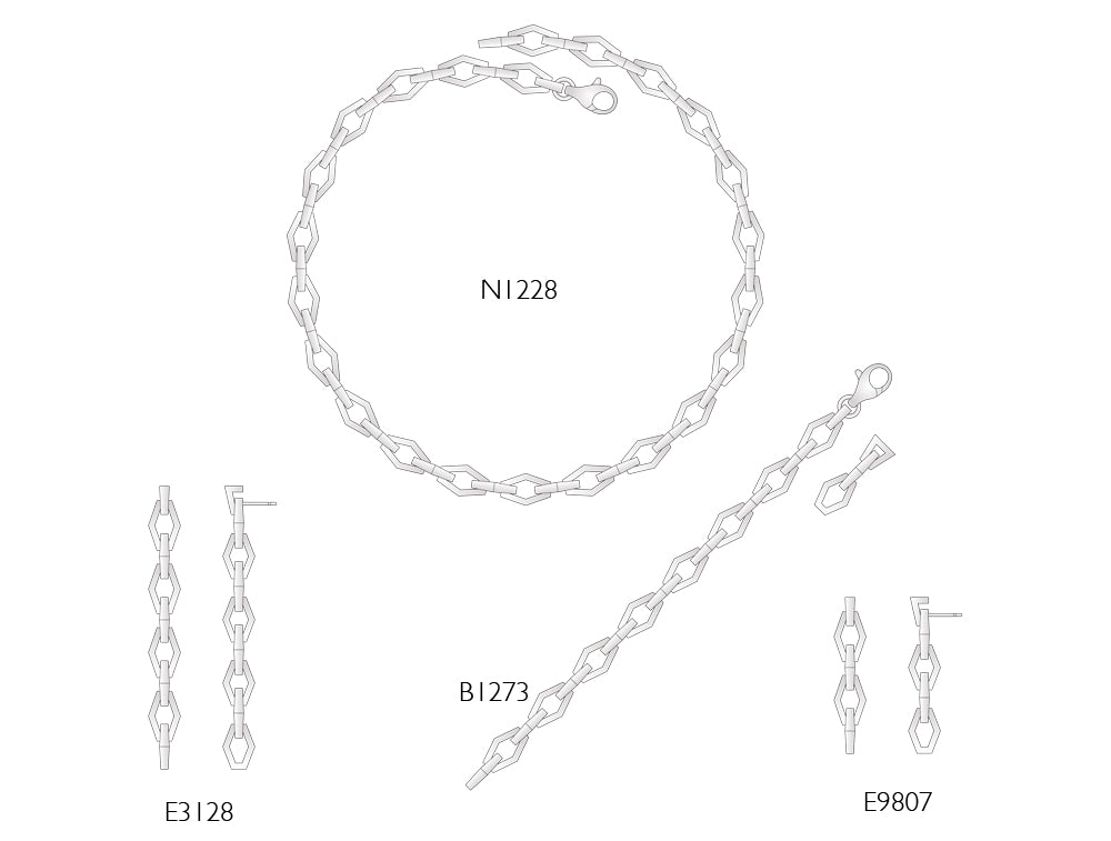 Diamond jewelry set in sterling silver