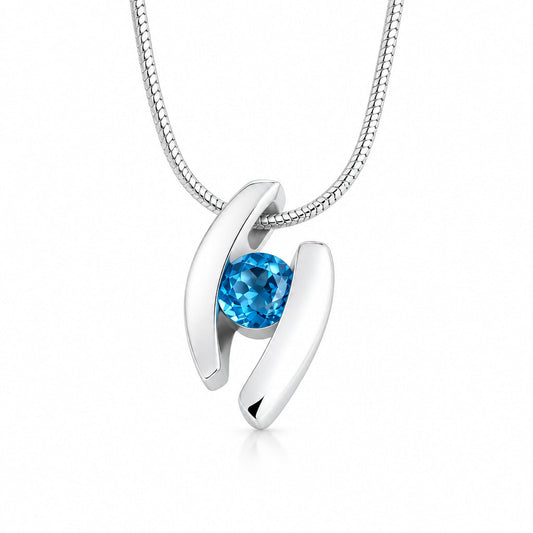 Amethyst and Blue Topaz pendant in sterling silver, style P2691 - view 4