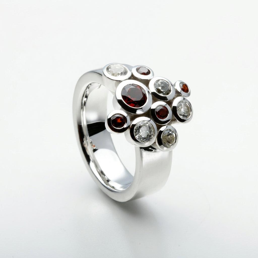 Amethyst and Blue Topaz ring in sterling silver, style R4511 - view 4