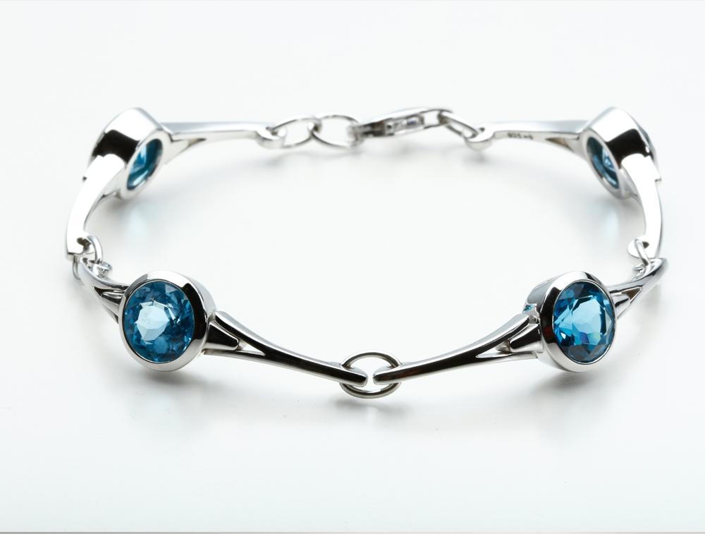 Amethyst and Blue Topaz bracelet in sterling silver, style B2388 - view 6
