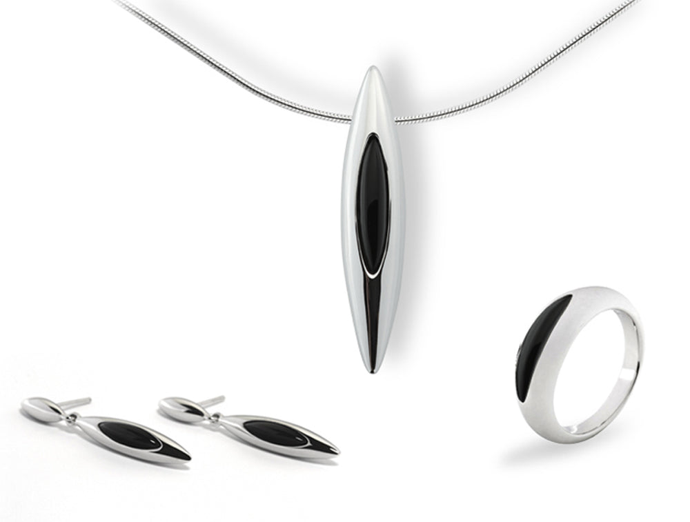 Black Onyx jewelry set in sterling silver