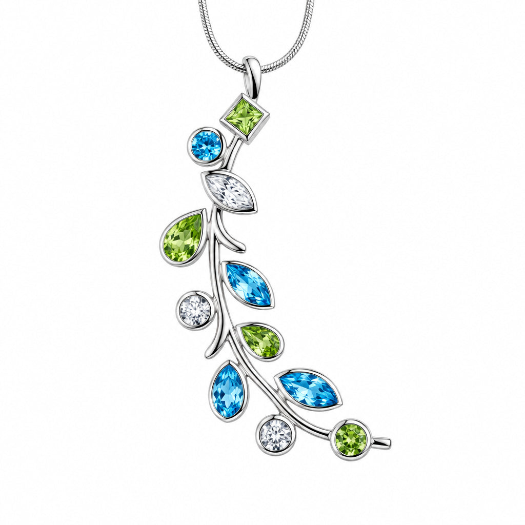 Blue Topaz and Peridot pendant in sterling silver, style P4855
