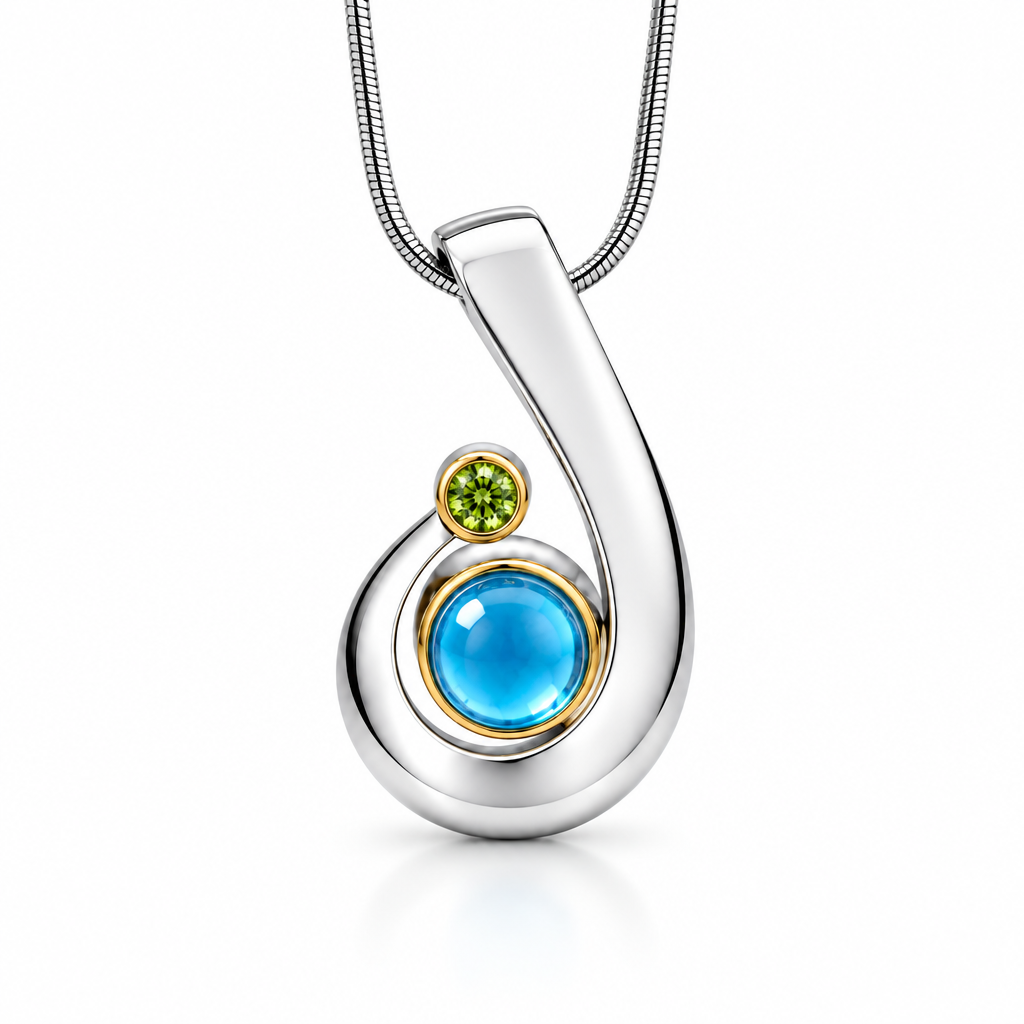 Cabochon Gemstone Pendant in 925 Sterling Silver | P7315 - view 2