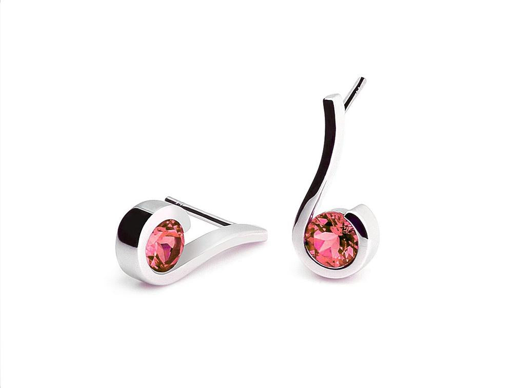 E4732 MUSICAL NOTE PINK TOPAZ EARRING - Joryel Vera Jewelry