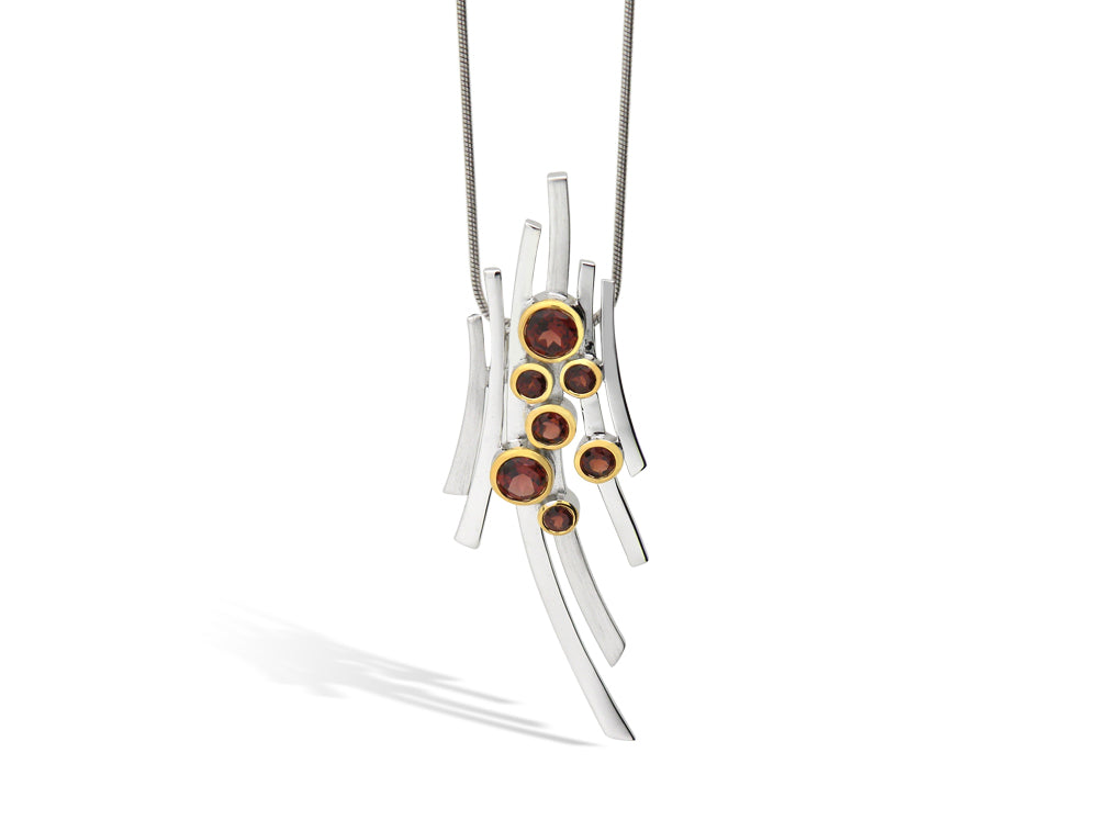 Artistic Multi Stone Necklace P7354 - P7354 Garnet - Pendant