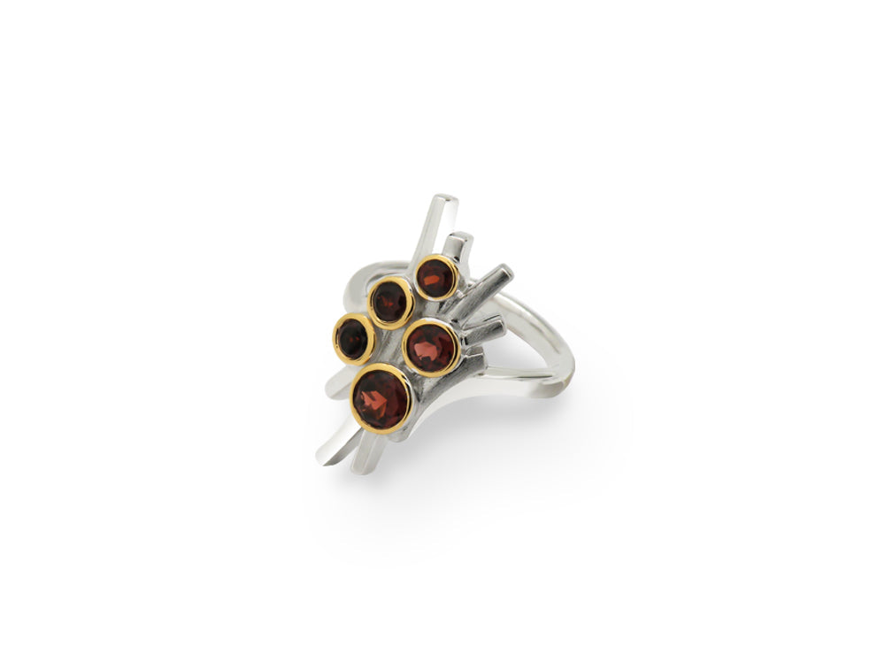 Amethyst and Blue Topaz ring in sterling silver, style R7186