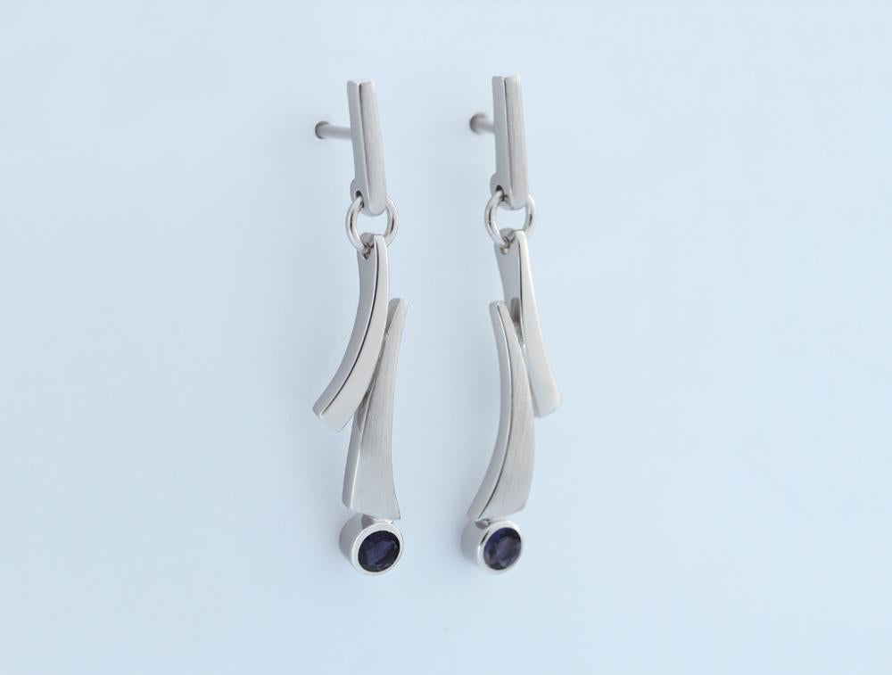 Iolite and Peridot earrings in sterling silver, style E7356