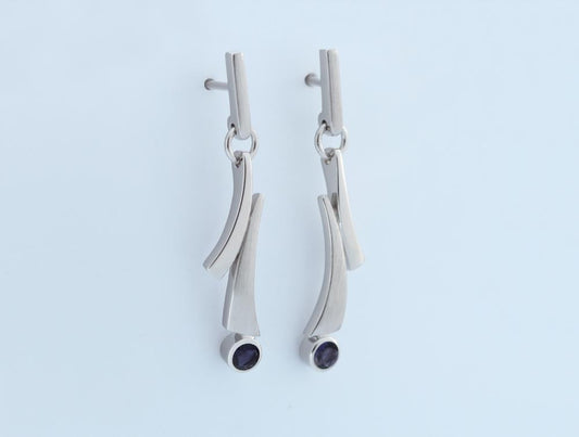 Iolite and Peridot earrings in sterling silver, style E7356