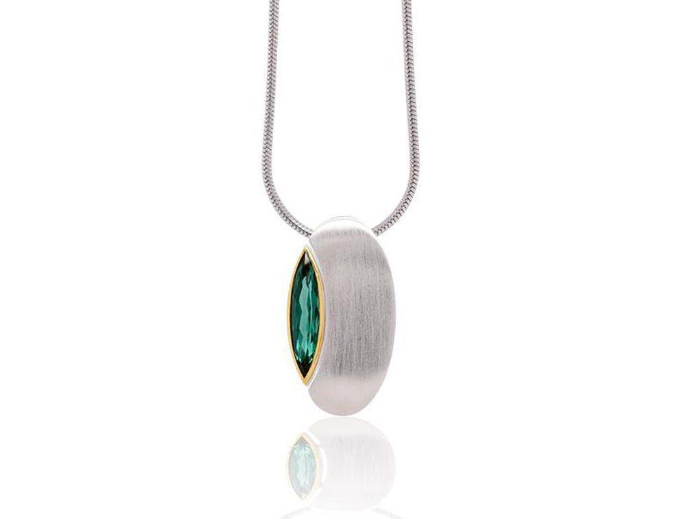 Green Quartz and Blue Topaz pendant in sterling silver, style P5823