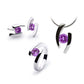 Blue Topaz and Garnet jewelry set in sterling silver - view 5