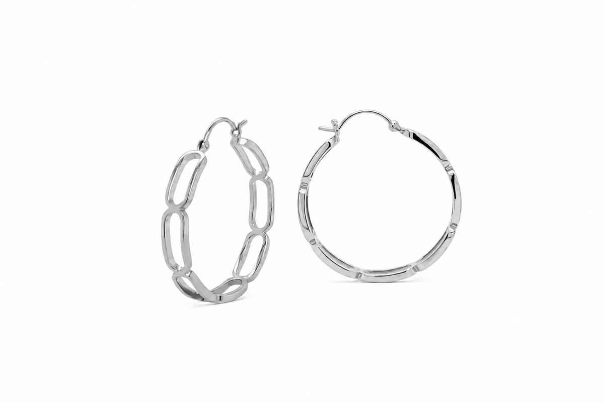 E17692 SILVER PAPERCLIP EARRING - view 2