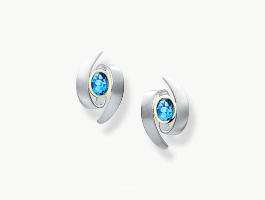 Blue Topaz and Clear Quartz earrings in sterling silver, style E7352