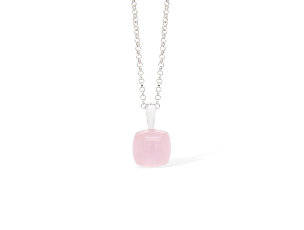 Blue Calcite and Rose Quartz pendant in sterling silver - view 3