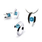 Blue Topaz and Garnet jewelry set in sterling silver - view 4