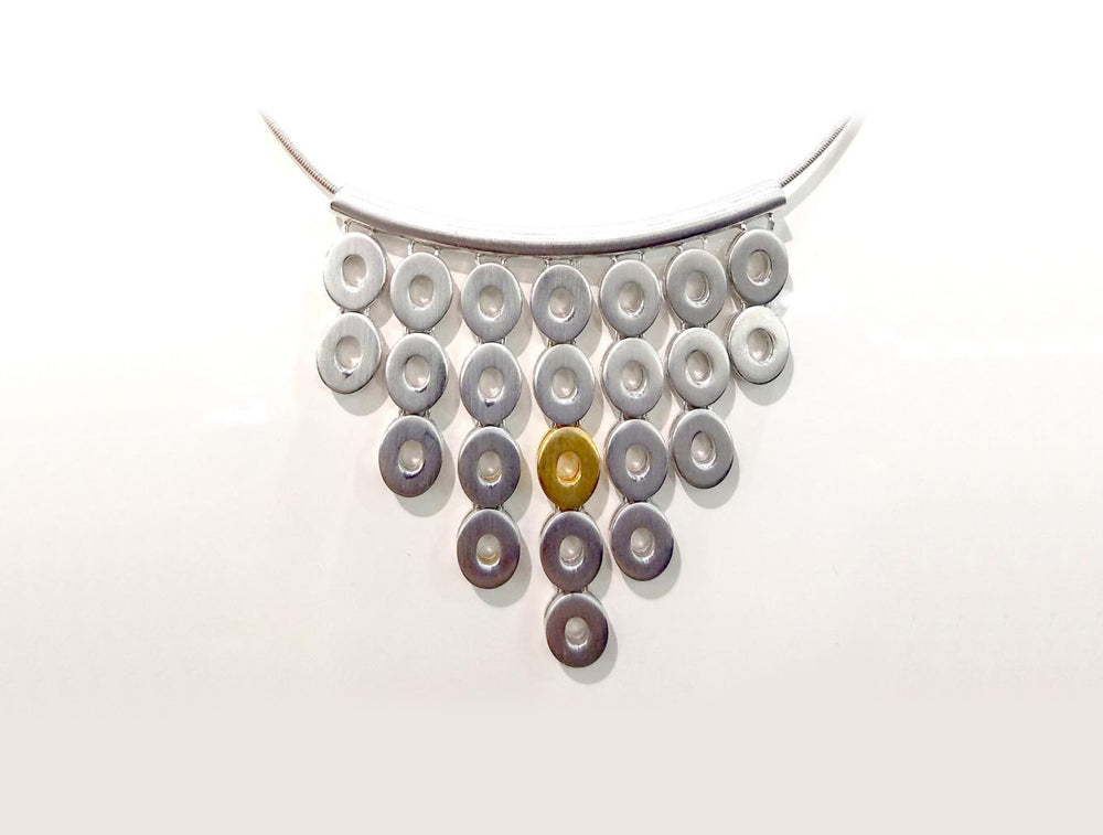 N4864 TWO TONE METAL NECKLACE