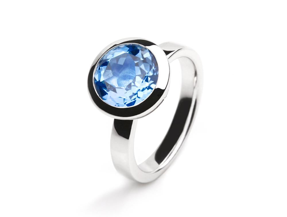 Blue Topaz and Green Amethyst ring in sterling silver, style R3329