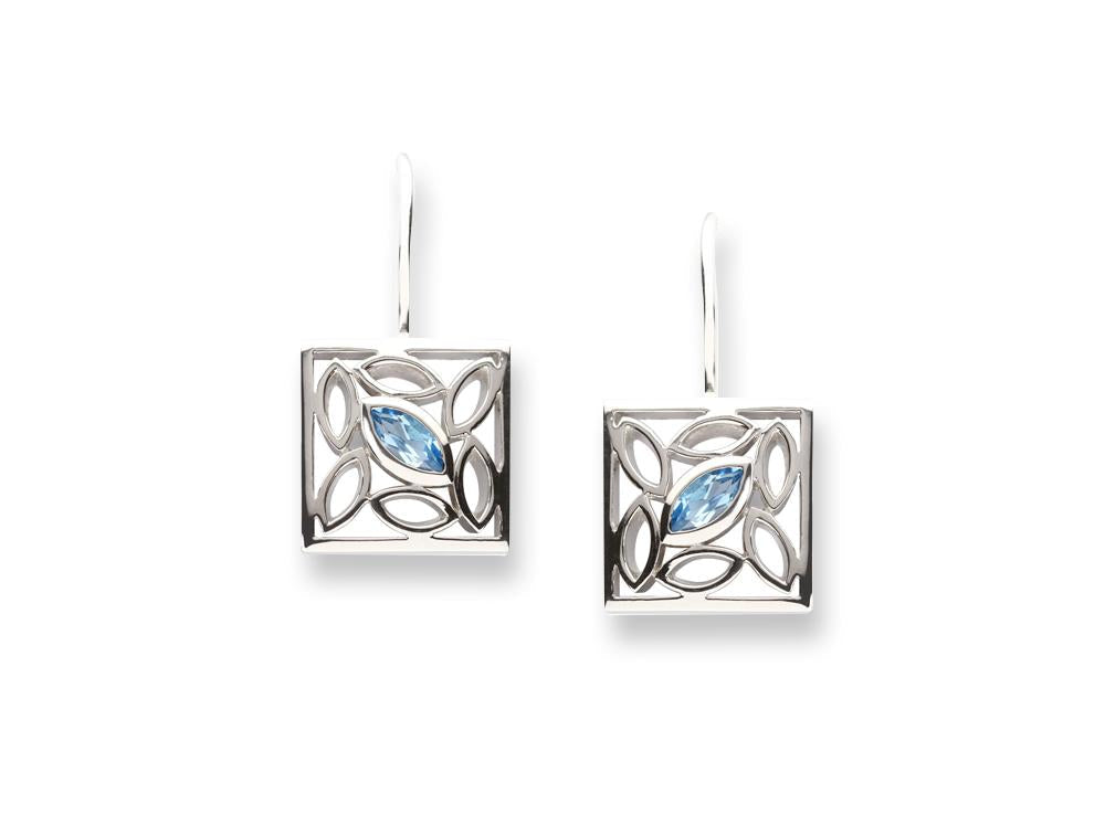 Blue Topaz and Amethyst earrings in sterling silver, style E4548 - view 2