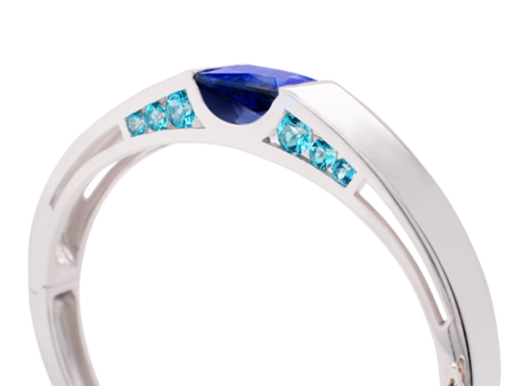 Blue Topaz and Green Quartz bracelet in sterling silver, style B2028 - view 2