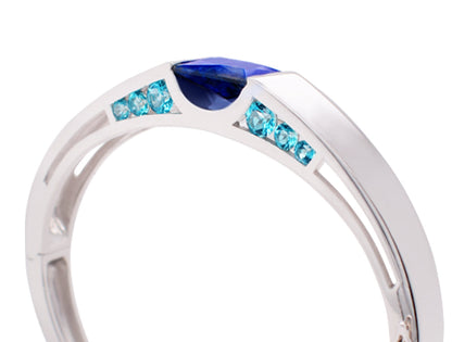 Blue Topaz and Green Quartz bracelet in sterling silver, style B2028 - view 2