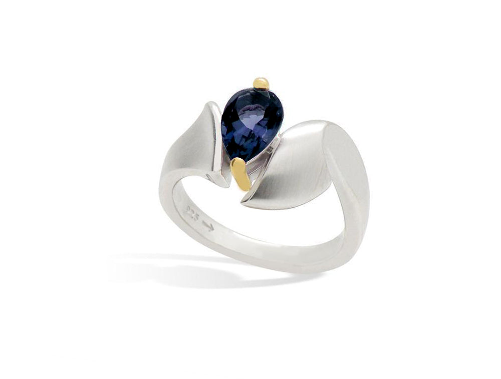 Amethyst and Blue Topaz ring in sterling silver, style R6987 - view 5