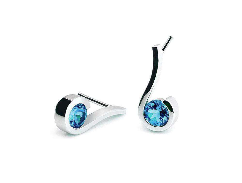 Amethyst and Blue Topaz earrings in sterling silver, style E6425
