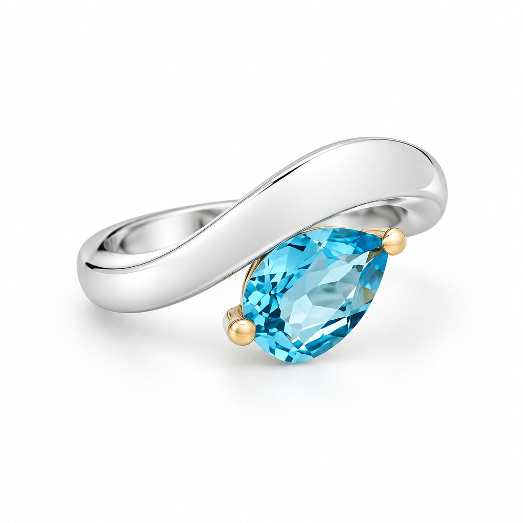 Amethyst and Blue Topaz ring in sterling silver, style R6976