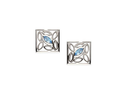 Blue Topaz and Amethyst earrings in sterling silver, style E4548 - view 3