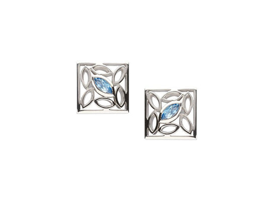 Blue Topaz and Amethyst earrings in sterling silver, style E4548 - view 3