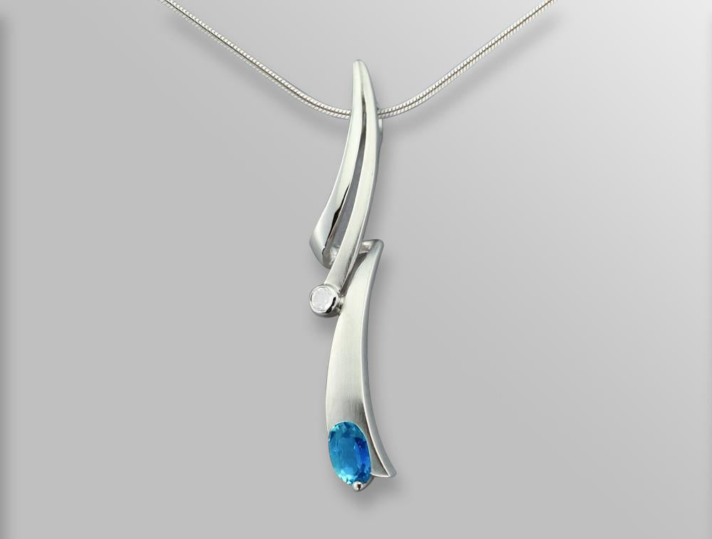 Amethyst and Blue Topaz pendant in sterling silver, style P6123 - view 2