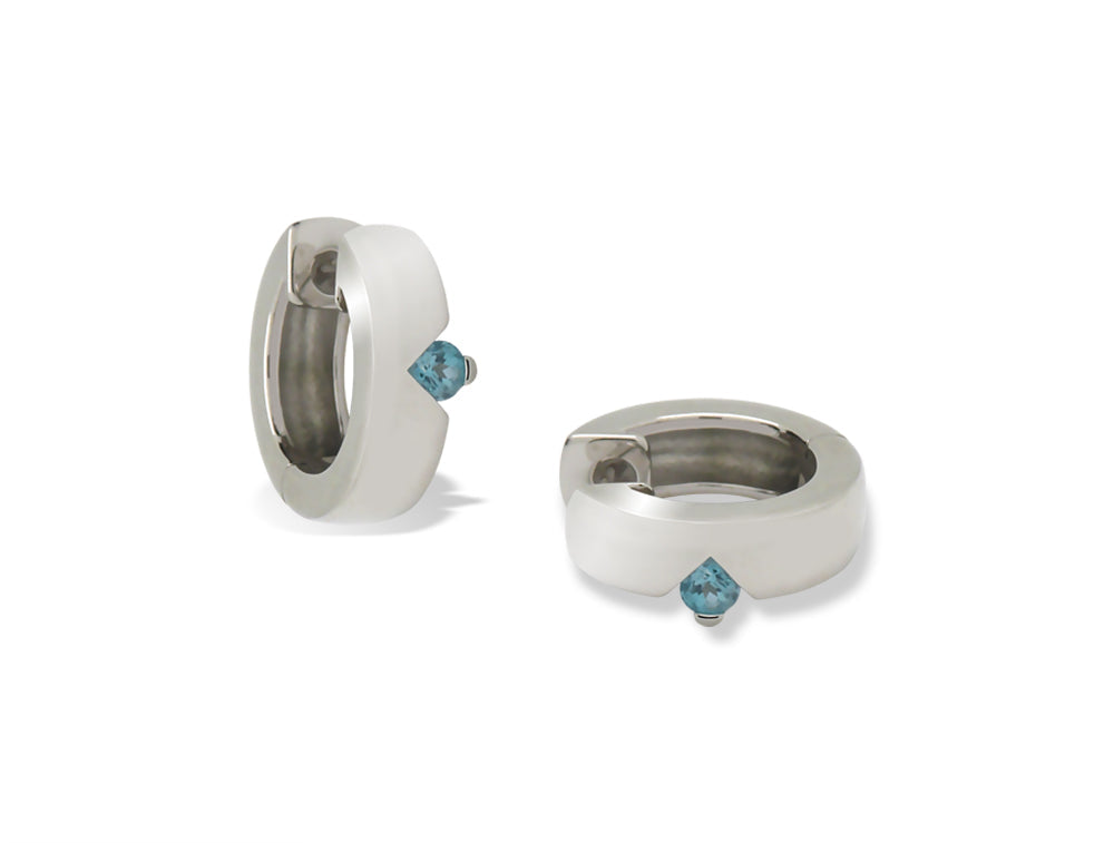 Blue Topaz and Iolite earrings in sterling silver, style E2299 - view 2