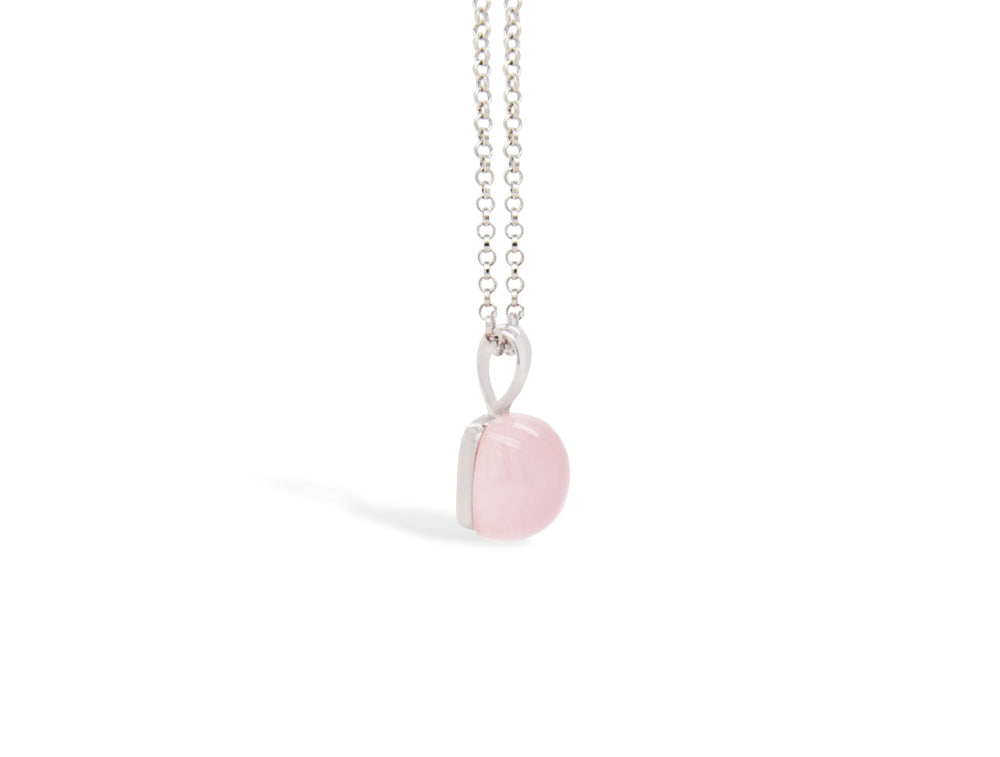 Blue Calcite and Rose Quartz pendant in sterling silver - view 4
