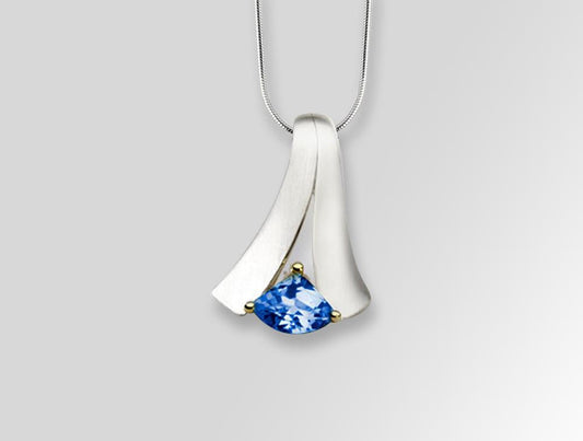 Blue Topaz and Garnet pendant in sterling silver by Joryel Vera, style P6523