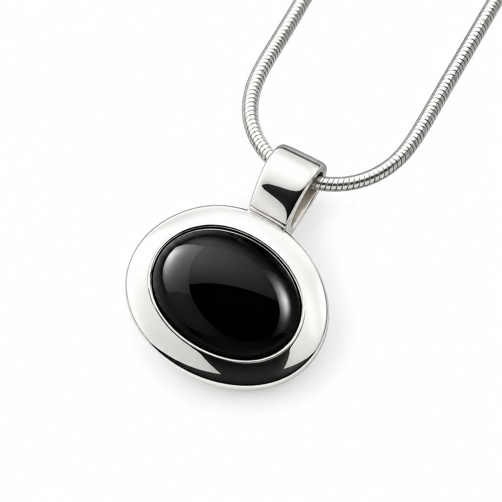 Black Onyx and Carnelian pendant in sterling silver, style P4811