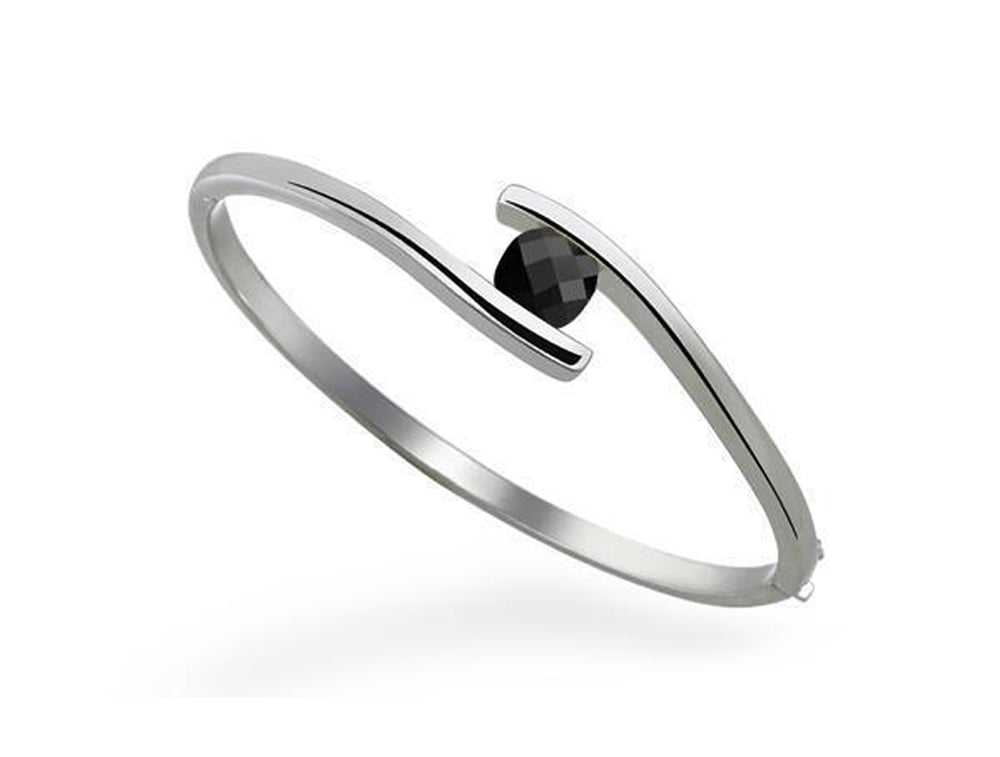 Amethyst and Black Onyx bracelet in sterling silver, style B1686