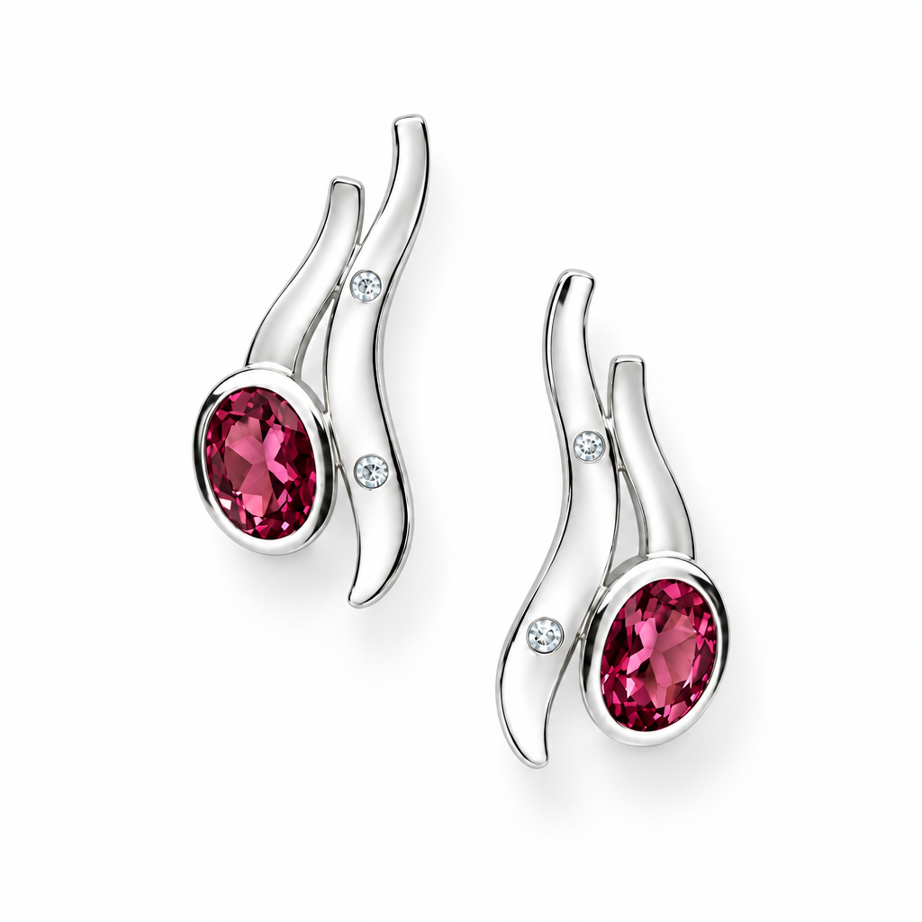 Art Deco Gemstone Earrings in 925 Sterling Silver | E7378 - view 3