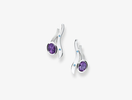 Art Deco Gemstone Earring E7378 - E7378 Amethyst / Blue Topaz - Earring