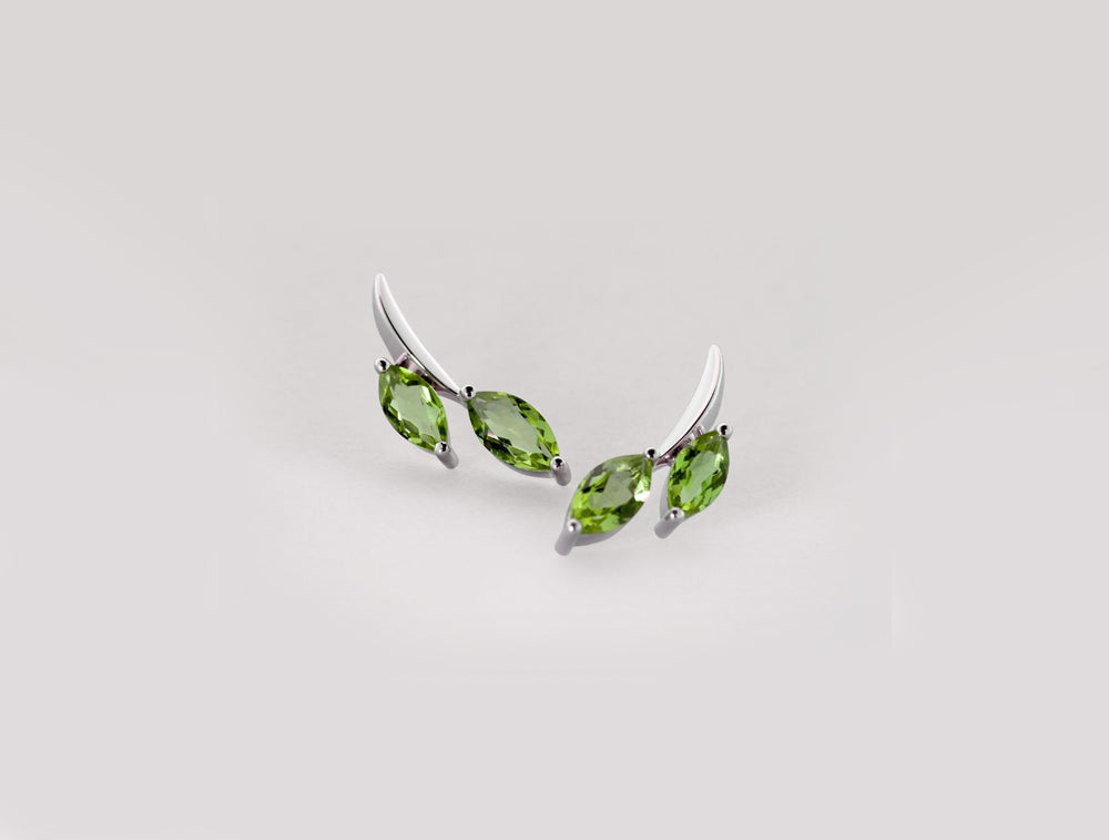 Green Quartz and Peridot earrings in sterling silver, style E7816