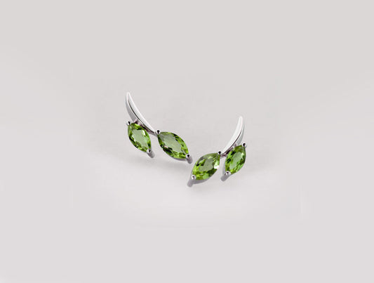 Green Quartz and Peridot earrings in sterling silver, style E7816