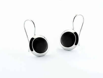 Black Onyx and Carnelian earrings in sterling silver, style E5483
