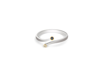 Blue Sapphire and Diamond ring in sterling silver, style R3466