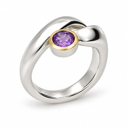 Amethyst and Blue Topaz ring in sterling silver, style R6984 - view 2