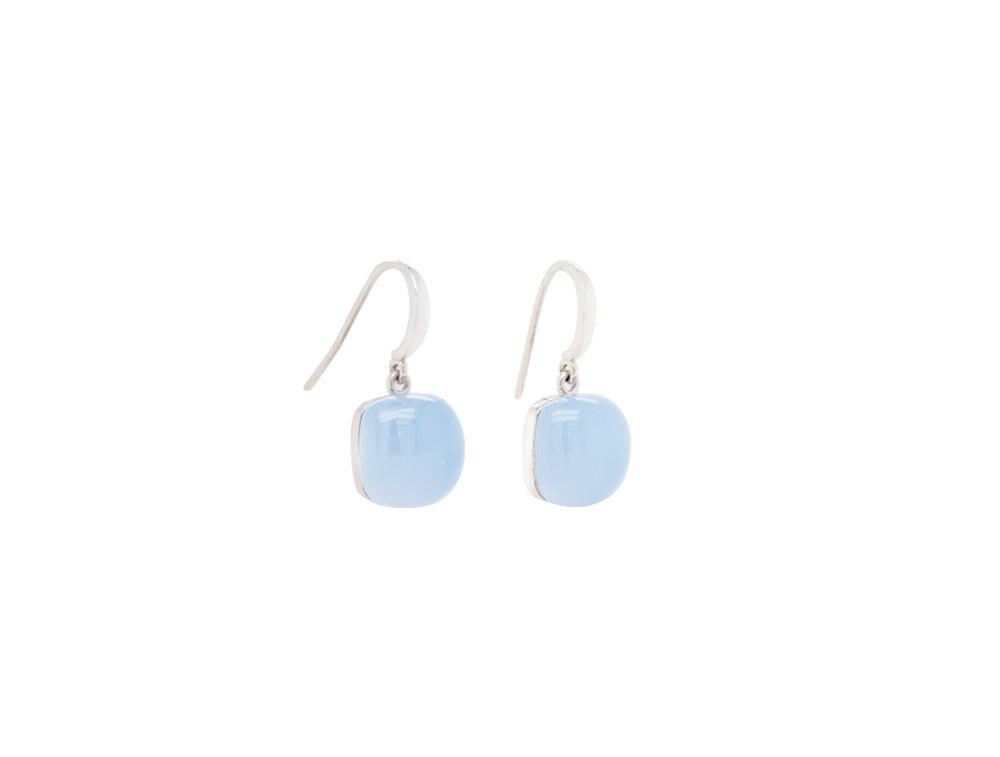 Blue Calcite and Rose Quartz earrings in sterling silver - view 2