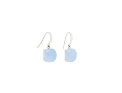 Blue Calcite and Rose Quartz earrings in sterling silver - view 2