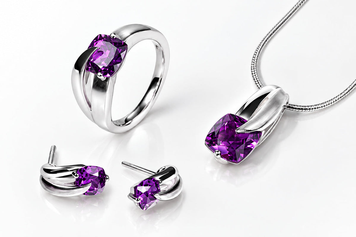 Amethyst and Blue Topaz jewelry set in sterling silver - view 4