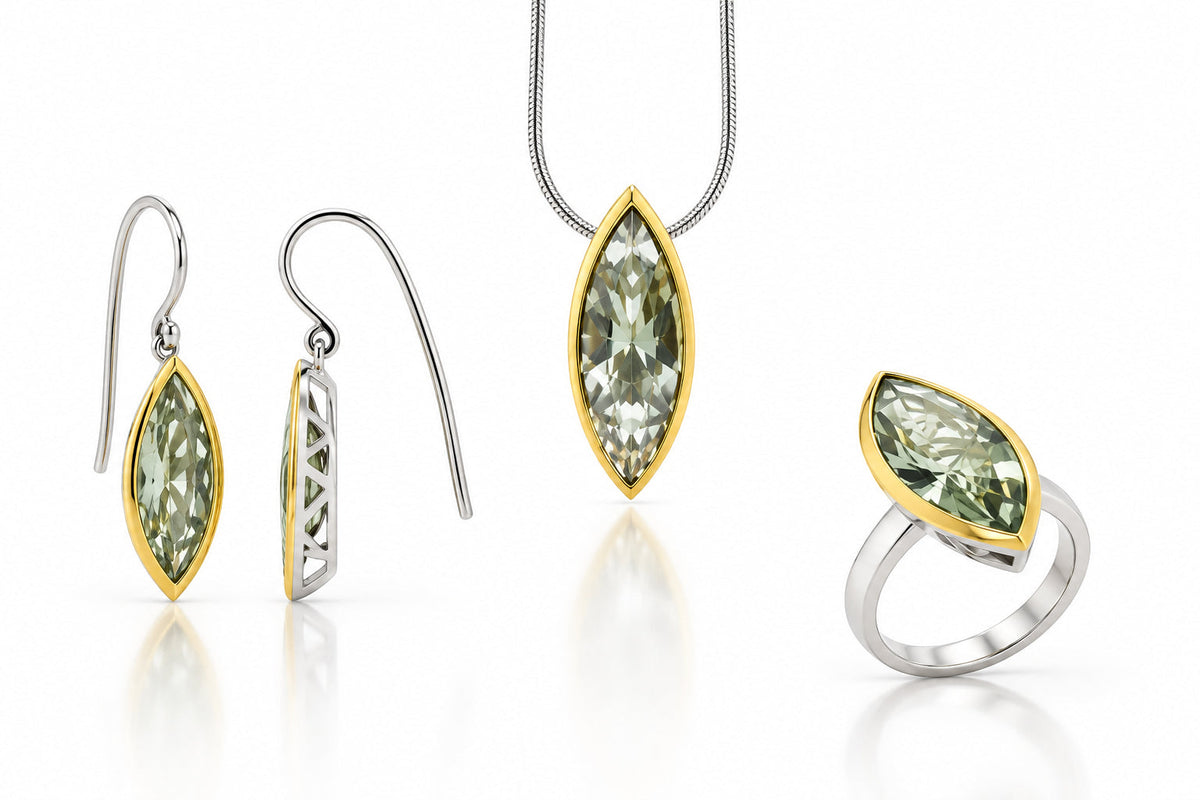 Amethyst jewelry set in sterling silver, style SET558